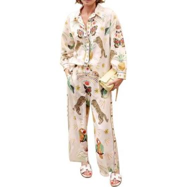 Imagem de Conjunto de pijama feminino Kissonic com estampa de verão, 2 peças, bo