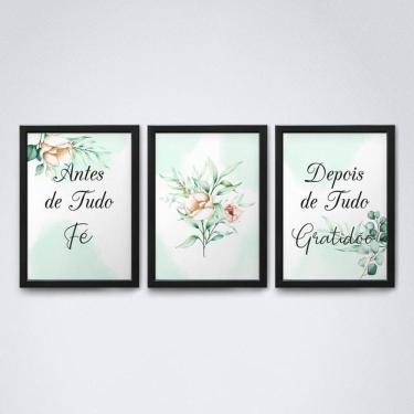 Imagem de Quadros Decorativos Fé e Gratidão | V9 | Moldura Preta | A4