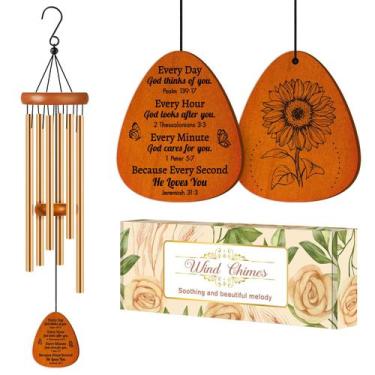 Imagem de Carrilhão de vento cristão Damaigiift com versículos da Bíblia