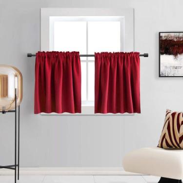 Imagem de Cortinas DONREN Navideñas Opacas Rojas de 76x76 cm 2 Paneles