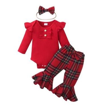 Imagem de Conjunto Navideño para Bebé Niña Kuriozud 3-6 Meses a Cuadros