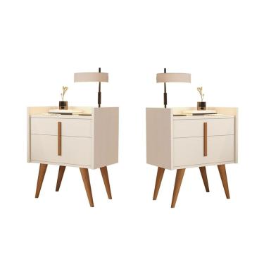 Imagem de Kit 2 Mesa Cabeceira 1 Gaveta 1 Porta Pés Palito 1188 Davi