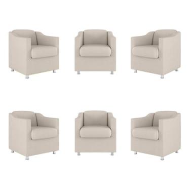 Imagem de Kit 06 Poltronas Tilla Consultório Recepção Sala Suede Balaqui Decor Cor:bege