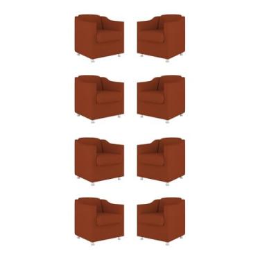 Imagem de Kit 08 Poltronas Tilla Consultório Recepção Sala Suede Cor:terracota
