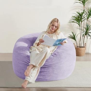 Imagem de WSOFRLAC Cadeira de pufe de 1,8 m, poltrona macia para adultos, pufe gigante cheio de espuma viscoelástica com capa lavável, sofá preguiçoso de pelúcia com alça de bolso com zíper para sala de estar