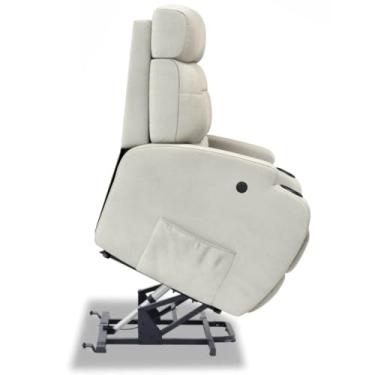 Imagem de Poltrona do Papai Reclinável Elétrica Bivolt Lift com Sistema de Elevação Em Bouclé - Modelo Florença Damie (Bege)