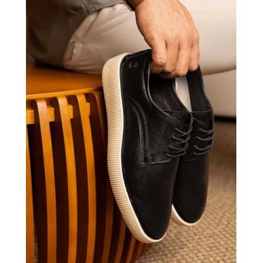 Imagem de Máximus Oxford Social Masculino, Sapato em Couro Legítimo, Estilo Clássico para Negócios, Festas e Igreja, Sola Plataforma Branca (Preto, BR, Adulto, Numérico, 43)