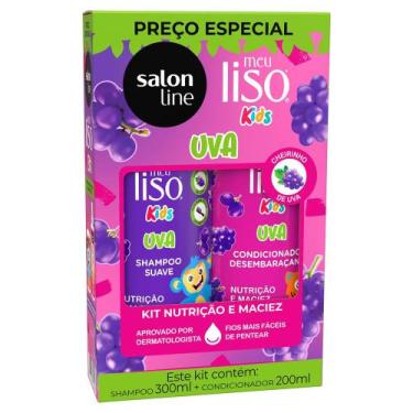 Imagem de Kit Shampoo 300ml + Condicionador 200ml Salon Line Meu Liso Kids Uva