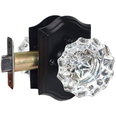 Imagem de Yhomaxtus Maçanetas de vidro, maçanetas de porta de cristal preto, maçaneta de vidro vintage interior para banheiro quarto, 1 pacote de maçanetas de cristal transparente