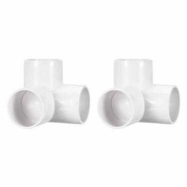 Imagem de Kozelo Pacote com 2 encaixes de tubulação de cotovelo de PVC SCH40 de 3 vias, encaixe em T de saída lateral de canto de cotovelo de PVC de 3 vias, conectores de tubo de grau de móveis para projeto DIY