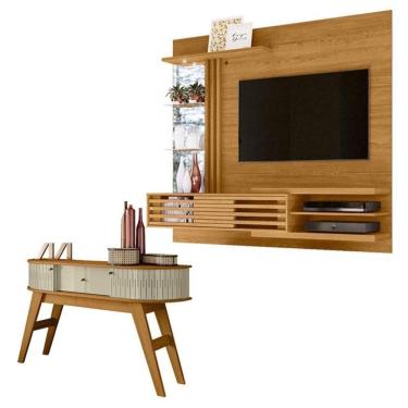 Imagem de Estante Home Theater Bancada Suspensa Frizz Supreme Cumaru Com Aparador Estoril Cumaru Opala - Madetec