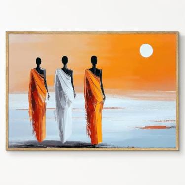 Imagem de Arte de parede em tela tribo africana pintura feminina colorida arte afro-americana imagem de cultura negra pôster abstrato colorido impressão abstrata feminina preta arte feminina sala de estar 40 x