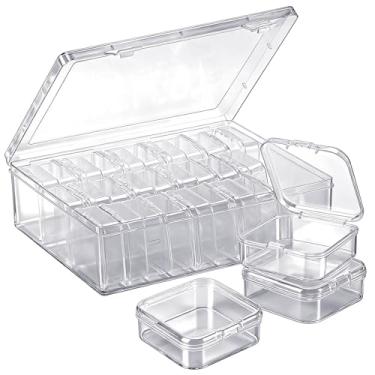 Imagem de 30 organizadores de contas pequenas, estojos de armazenamento de plástico, mini recipientes transparentes de armazenamento de contas, caixas transparentes com tampa articulada e estojo retangular