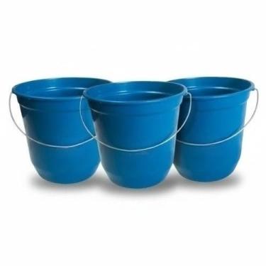 Imagem de Kit Jogo 3 Baldes de Limpeza Conjunto de 7 Litros Alça de Inox Reforçada Casa Quintal Lavanderia