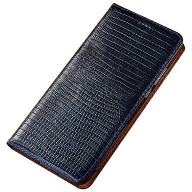 Imagem de POYUFRG Capa flip para Xiaomi 17 Pro Max/17 Pro/17, capa de couro genuíno padrão lagarto com fecho magnético capa carteira com compartimentos para cartões, azul, 17