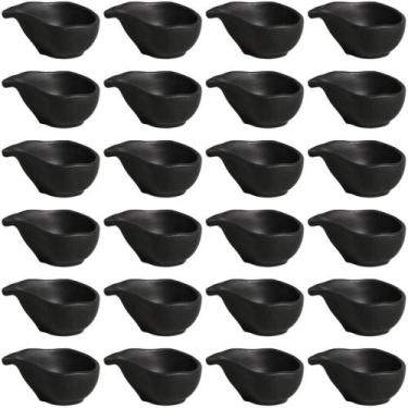 Imagem de Kit 24 Molheiras 8x6cm Preto 40ml Cerâmica Porto Brasil Buffet Restaur