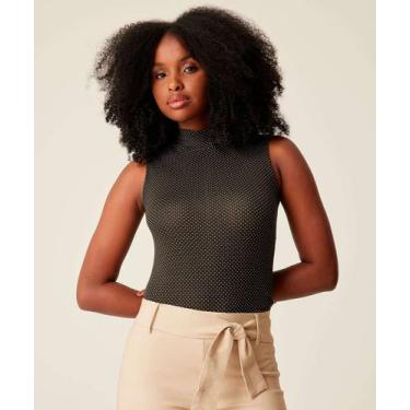 Imagem de Blusa Regata Feminina Estampa Poá Marisa-14002, Preto, M