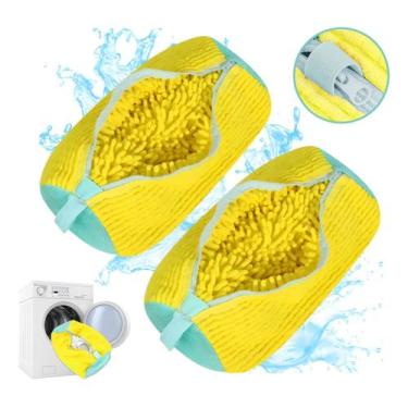 Imagem de Saco de Lavagem Limpeza Tênis Sapatos para Máquina de Lavar Cor:Amarel