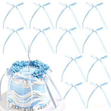 Imagem de BAISUYANG 20 Pcs Bow Cake Toppers Ribbons Bows for Cake Bow Themed Bow Cupcake Toppers Bow Birthday Decorations for Baby Shower Birthday Wedding Bachelorette Valentine's Day Party Supplies (blue)