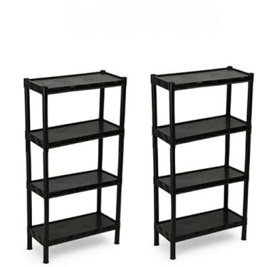 Imagem de Kit 2 Estantes Organizadoras Multiuso com 5 Prateleiras | Estante Modular de Plástico para Cozinha Quarto Escritório(KIT c/ 4 Prateleiras)