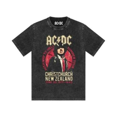 Imagem de Camiseta Masculina Estampada AC/DC Band, Lavada, Retro, Manga Curta, C