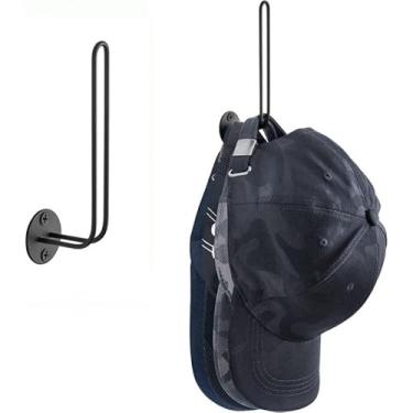 Imagem de Organizador de chapéus para bonés de beisebol, 2 suportes de parede para economizar espaço, comporta 20 bonés, ganchos modernos em forma de L, suporte de parede para armazenamento de armário e quarto