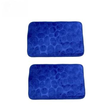 Imagem de Tapete Soft Antiderrapante Super Macio 60x40cm – Tapete Absorvente em Poliéster para Banheiro, Sala e Quarto(KIT2-azul claro)