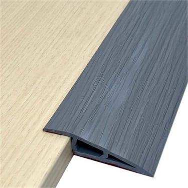 Imagem de Tira autoadesiva de transição de piso de 2 m, tira de acabamento de PVC para carpete e borda de piso, transições de limiar de PVC adequadas para altura limite de 0,47 ~ 1,5 cm (grão de madeira cinza)