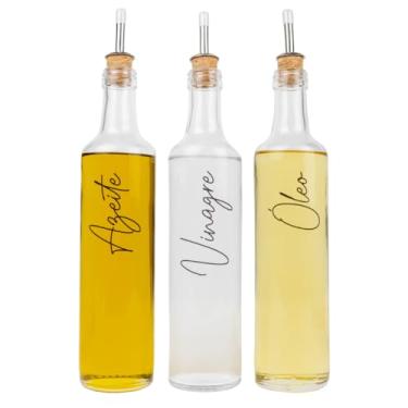 Imagem de Galheteiros de Vidro 525ml com Bico Dosador de Cortiça (Azeite, Vinagre e Óleo)