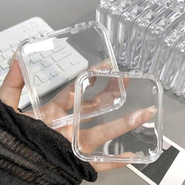 Imagem de Mini caixa de armazenamento quadrada portátil acrílico transparente recipiente joia brinco anel embalagem estojo, 85 mm, 1 peça
