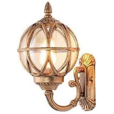 Imagem de Luminária de parede de varanda retrô estilo europeu, arandela de parede externa com esfera de vidro para pátio de vila, luminária de parede externa à prova d'água, luminária de metal com arandela de