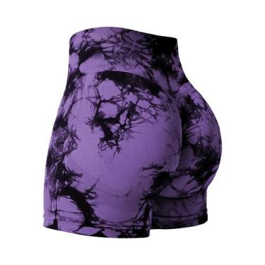 Imagem de Shorts De Fitness Femininos Tie Dye Em 16 Cores, Levanta Bumbum, Roupa