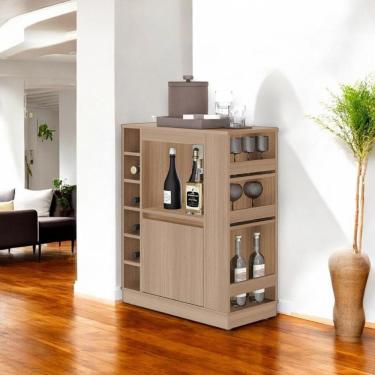 Imagem de Balcão Buffet Adega Bar Com Prateleiras E Nichos Para Vinho Montana - Pleno