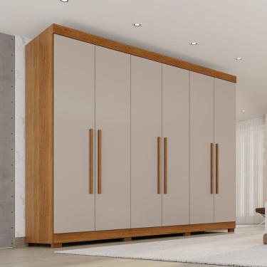 Imagem de Guarda-roupa Casal 6 Portas 6 Gavetas com Pés 100% Mdf Órion Plus Cinamomo/Off-White