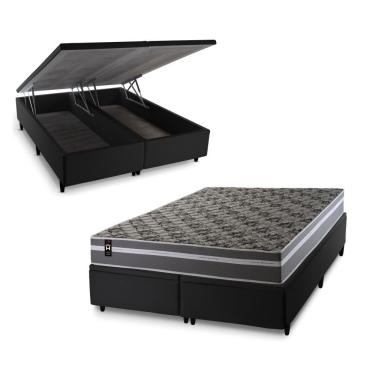 Imagem de Cama Box Baú Miami Espuma D33 Cinza 193x203 Preto King House