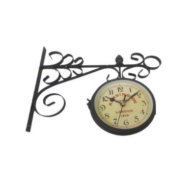 Imagem de Relógio de Parede Dupla Face Vintage  Estilo Estação Retrô Decorativo 