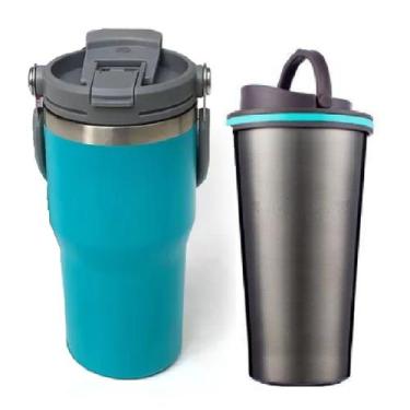 Imagem de Kit 2 Garrafas Copo Térmico Aço Inox Café Água Tampa Alça - Bw Boutiqu