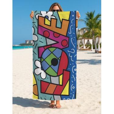 Imagem de Toalhas De Praia Love E Corações Pop Art 140x70 Banho Macia - Use Thuc