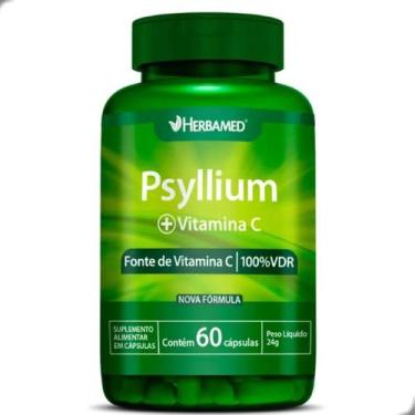 Imagem de Psyllium e Vitamina C Fibra Alimentar 60 Capsulas Herbamed, Natural