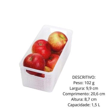 Imagem de Cesto Organizador De Geladeira Armário 20,6cm Rattan BPAFREE - Nitron