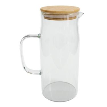 Imagem de Jarra de Vidro 1L Borossilicato com Tampa de Bambu para Suco Água e Be