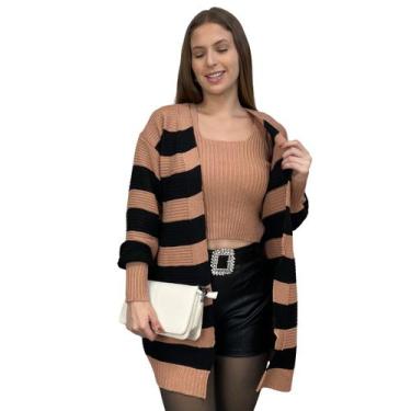 Imagem de Conjunto Tricô Feminino Twin Set Kimono Cropped Inverno - GIP ECOMMERC