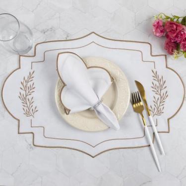 Imagem de Jogo Americano Bordado 12 Peças Mesa Posta Sousplat + Guardanapos Prem