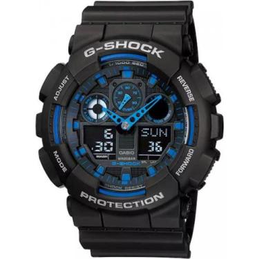 Imagem de Relógio CASIO G-SHOCK masculino azul/preto GA-100-1A2DR