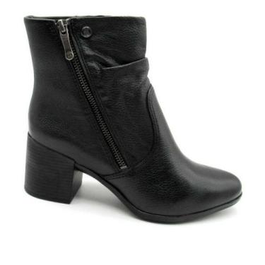 Imagem de Bota Fem Bottero Cano Baixo Couro Burnish Preto 346913-3, 38, Preto