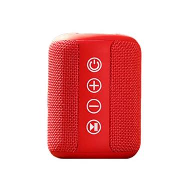 Imagem de HIOD Mini alto-falante Bluetooth ultra-portátil, alto-falante duplo estéreo Bluetooth alcance 33 pés microfone embutido para viagens em família ao ar livre, vermelho