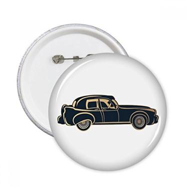 Imagem de Broche redondo preto clássico desenho de carros pinos redondos emblema botão decoração acessório 5 peças