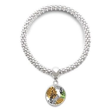 Imagem de DIYthinker Pulseira de prata com pingente de abacaxi amarelo limão tropical, pingente de corrente ajustável