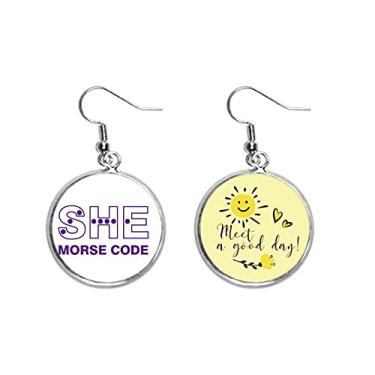 Imagem de Brinco Morse Code She Dot-line Expression Ear Drop Sun Flower Jewelry Fashion