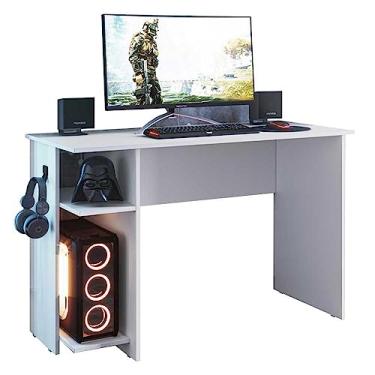 Imagem de Escrivaninha Gamer Mesa De Escritorio Com Suporte De Fone Branca